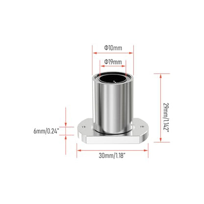 2PCS LMH10UU Two Side Cut Flange Linear Ball Bearings, 10mm Bore Dia, 19mm OD，29mm Length with Double Side Rubber Seal for CNC,3D Printer - size: LMH10UU Size 10x19x29mm