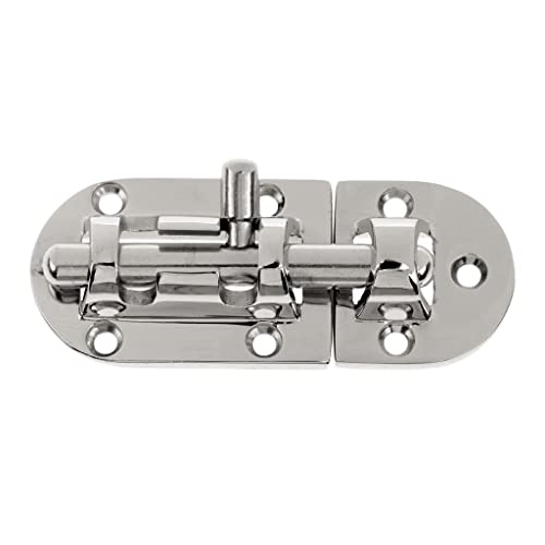 1/2Pack Stainless Steel 316 Door Window Lock Latch ，Marine Barrel Bolt Clasp Sliding Hasp Locks Push Pull Toggle Buckle W/Rubber gaskets (2Pack, Length: 90mm 3.54inch) - color: Silver, size: Length: 60mm/ 2.36inch