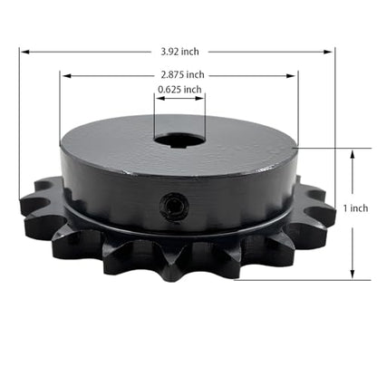 #50 Roller Chain Sprocket Type B 5/8 inch Bore 18 Tooth, Hardened Antirust 1045 Steel Drive Sprockets 50B18-5/8