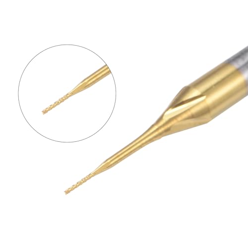 uxcell 10Pcs 0.3mm Titanium Coat Carbide End Mill Engraving Milling Cutter CNC Router Bits for PCB Machine, 1/8" Shank - size: 0.3mm