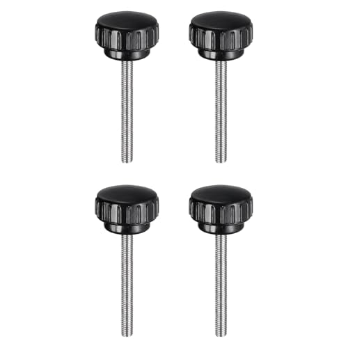 uxcell 4pcs Knurled Clamping Knobs M5 x 50mm Metric 304 Stainless Steel Male Thread Thumb Screw on Type 25mm Plastic Round Head Threaded Hand Bolt Stud Knobs Black - size: M5 x 50mm x25mm