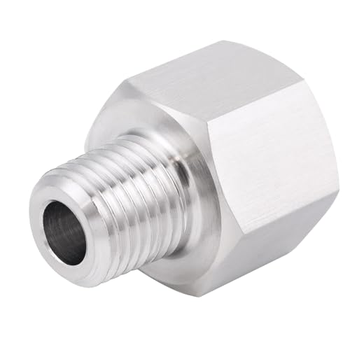 Stainless Steel M14*1.5 Female x 1/8" NPT Male Adapter Pressure Gage - size: M14*1.5 Female x 1/8" Male NPT