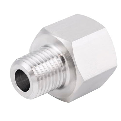 Stainless Steel M20*1.5 Female x 1/4" NPT Male Adapter Pressure Gage - size: M20*1.5 Female x 1/4" Male NPT