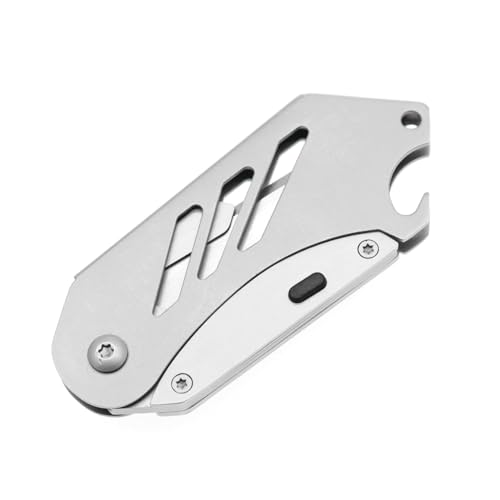 Small Utility Knife, Mini Box Cutter with Bottle Opener, Compact Portable Light Weight Everyday Carry Extra SK5 Replacement blades Foldable Quick Change Pocket EDC Gear for Carton, Carboard (Silver) - color: Silver