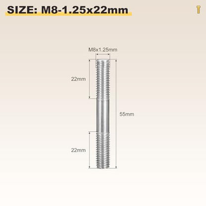 METALLIXITY Double End Threaded Stud Screw(M8x55) SS304 Silver - size: M8 x 55mm