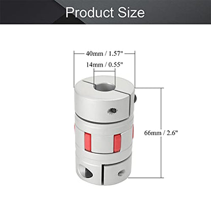 Fielect Shaft Coupling 14mm to 14mm Bore L66x40D Flexible Coupler Joint for Servo Stepped Motor - size: 14mm to 14mm Bore L66x40D