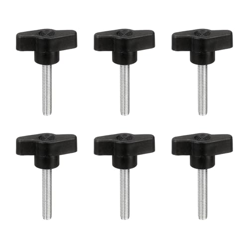 PATIKIL M6 x 35mm Tee Wing Thumb Screws, 6Pcs Carbon Steel Mechanical Handle Bolt Thumb Screws for Remove Replace Hand Clamping Tightening Knobs Power Supply, Black - size: M6 x 35mm
