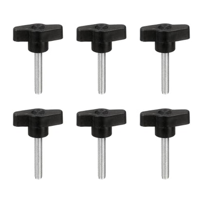 PATIKIL M6 x 35mm Tee Wing Thumb Screws, 6Pcs Carbon Steel Mechanical Handle Bolt Thumb Screws for Remove Replace Hand Clamping Tightening Knobs Power Supply, Black - size: M6 x 35mm