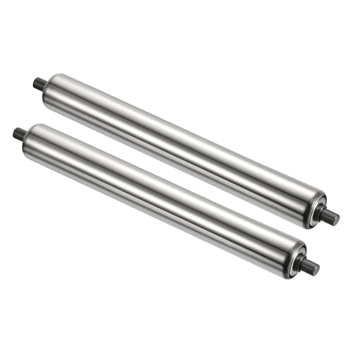 PATIKIL Conveyor Roller 3" Diameter 16" Length, 2 Pack Stainless Steel Transmission Replacement Part Galvanized End, Silver - size: 3"x16"