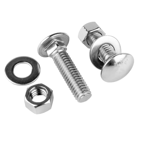 1/2-13 x 3 Stainless Steel Carriage Bolts and Nuts with Flat Washers Kit, Round Head Square Neck Screws UNC Coarse Thread, 4 Sets Silver - color: Silver, size: 1/2-13 x 3" (4 Sets)