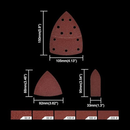 150 PCS Skil Sander Sandpaper 60/80/120/180/220 Grit with Holes Hook and Loop - style: 150PCS-60/80/120/180/220