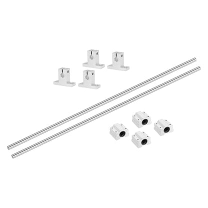 uxcell 2 Pcs 8mm x 550mm Linear Motion Rail Shaft Slide Guide with 4 Pcs SCS8UU Bearings and 4 Pcs SK8 Rail Support Linear Motion Rod Shaft Guide Set for CNC Machine 3D Printer, Silver - size: 550mm