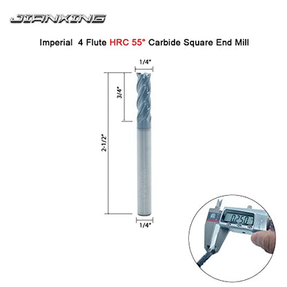 1/4" Carbide Square End Mill, 4 Flute, AlTiN Coating, 4 Pcs - size: 1/4" (4 Pcs), style: For Alloy Steels