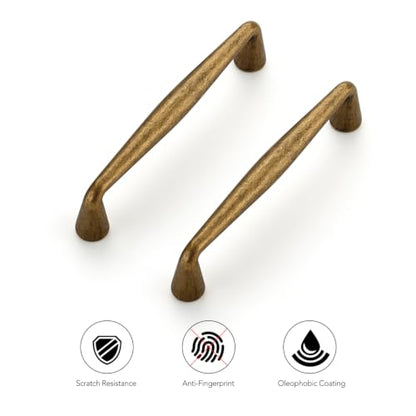 Ravinte Antique Brass Cabinet Handles Solid Handles,3-3/4 Inch,5 Pack - color: Antique Brass, size: 3-3/4 Inches Hole Center
