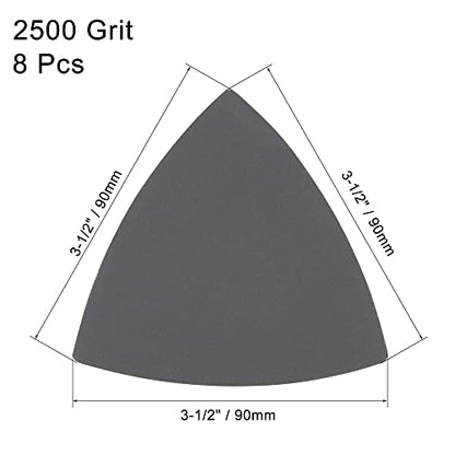 uxcell Triangular Sandpaper Hook and Loop Triangle Sanding Pad Fit 3-1/2" Oscillating Multi-Tool Silicon Carbide for Wet/Dry Use 2500 Grit 8pcs - size: 2500 Grit