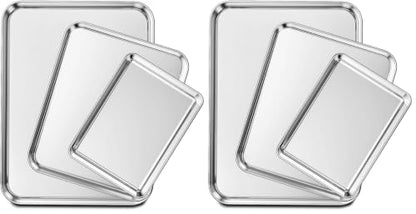Wildone Baking Sheet Set of 3, Stainless Steel Cookie Sheet Cooking Sheet Pan for Baking & Roasting, 9/12/16 Inch, Non Toxic & Heavy Duty & Easy Clean (Pack of 2) - size: 9/12/16 inch (Pack of 2)