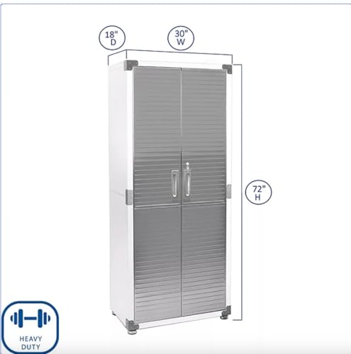 Heavy-Duty Storage Cabinet with Roller Doors, Rolling Casters (White, 30" W x 18" D x 72" H) - color: White, size: 30" W x 18" D x 72" H