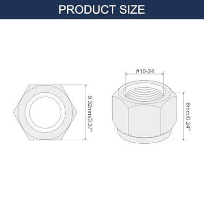 uxcell 20Pcs #10-24 Nylon Insert Hex Lock Nuts, 304 Stainless Steel Self-Locking Nylon Insert Stop Nut for Industrial Construction Fasteners, Silver & White - size: #10-24