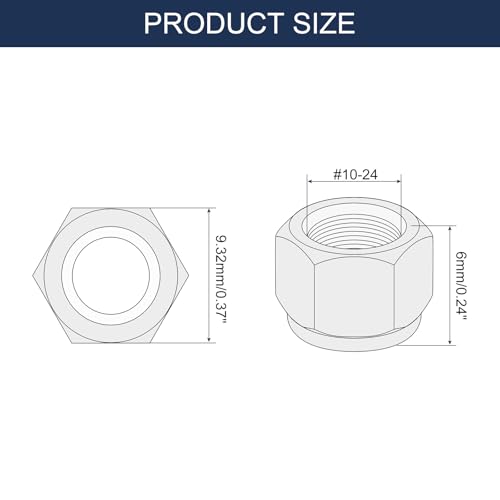 uxcell 20Pcs #10-24 Nylon Insert Hex Lock Nuts, 304 Stainless Steel Self-Locking Nylon Insert Stop Nut for Industrial Construction Fasteners, Silver & White - size: #10-24