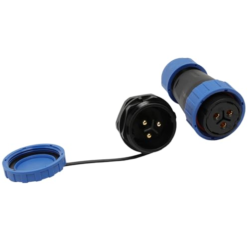 TY28 3 Pin Electrical Connector, Aviation Waterproof, Screw-Crimp, Power 45A 380V, Panel Mount Male Socket, Female Cable Plug for Outdoor Automotive - color: Panel Mount, size: 3 Pin 45A