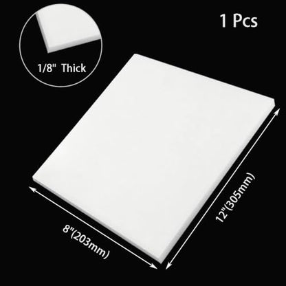 1 Pack White HDPE Plastic Sheet 1/8" Thick - 12" X 8",High Density Polyethylene Sheet for DIY,Fabrication,Waterproof,Durable - color: White, size: 12"x8"x1/8"