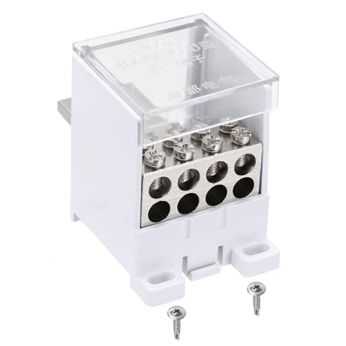 MECCANIXITY 1 in 8 Out Rail Terminal Block 690V 400A Connector for 12-4AWG - size: 44.2mm for 12-4AWG, style: 1 in 8 Out, 690V 400A