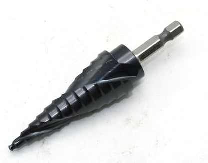 TEMO M35 Cobalt AITiN Spiral Step Drill Bit 3/16-7/8" 12 Size 1/4" HexShank - size: 3/16" - 7/8" AITiN, style: Spiral