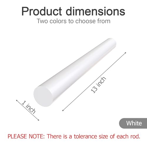 Defendifend Round Acetal Copolymer Rods 13-Inch Length Black Acetal Copolymer Rod Rigid Wear-Resistant Machinable Long Acetal Rods (POM rods) (1, White, 1 X 13 inch) - color: White, size: 1 X 13 inch