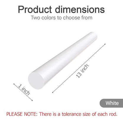 Defendifend Round Acetal Copolymer Rods 13-Inch Length Black Acetal Copolymer Rod Rigid Wear-Resistant Machinable Long Acetal Rods (POM rods) (1, White, 1 X 13 inch) - color: White, size: 1 X 13 inch