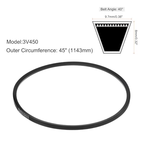 uxcell 3V450 Rubber V Belt 45" Length x 0.38" Width x 0.31" Thick, Industrial Power Transmission Belt - size: 45" Length