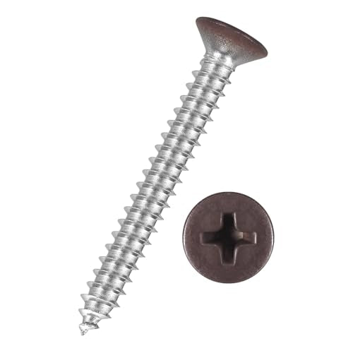 50pcs Phillips Wood Screws #8x1-1/2 304 Stainless Steel Brown Head - color: Brown Head, size: #8x1-1/2"