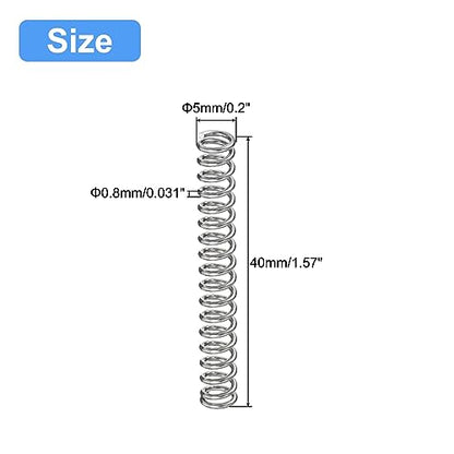 uxcell Compression Spring, 5Pcs 304 Stainless Steel, 5mm OD, 0.8mm Wire Size, 40mm Free Length, Silver Tone - size: 0.8mmx5mmx40mm