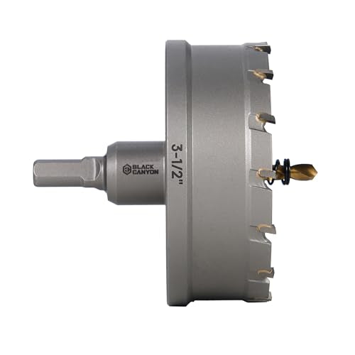 BLACK CANYON 3-1/2" Carbide Hole Saw, Doubling as Hole Saw & Drill bit with 3-Flat Shank and YG10X Carbide Cutter Head. Ideal for Stainless Steel, Aluminum, Carbon Steel - size: 3-1/2 inch