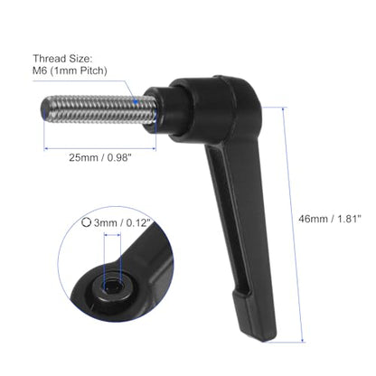 uxcell 4pcs Clamping Lever Handles, M6 x 25mm 304 Stainless Steel Threaded Male Stud, Adjustable Handles Locking Quick Release Ratchet Push Button Bolt Knobs, Black - size: M6 x 25mm