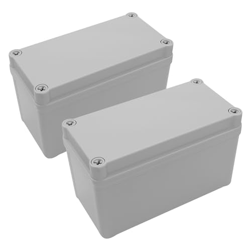 LeMotech Junction Box IP67 Waterproof Dustproof ABS Plastic Project Box for Electrical Outdoor Enclosure Gray 6.3 x 3.1 x 3.7 inch (160 x 80 x 95 mm),2 Pack - size: 6.3" x 3.1" x 3.7" (2pc)