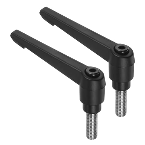 uxcell 2pcs Clamping Lever Handles, M10 x 28mm 304 Stainless Steel Threaded Male Stud, Adjustable Handles Locking Quick Release Ratchet Push Button Bolt Knobs, Black - size: M10 x 28mm