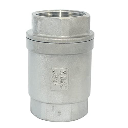 1-1/4" NPT Female WOG1000 Check Valve,Spring Loaded In-line Low Cracking Pressure,Stainless Steel SS316 CF8M - size: 1.25 Inch