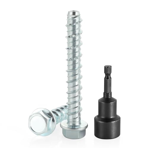 Mellewell 3/8" x 4" Zinc Plated Large Diameter Concrete Screw for Anchoring to Masonry, Concrete, Brick or Block, Quantity 25 - size: 3/8" x 4"