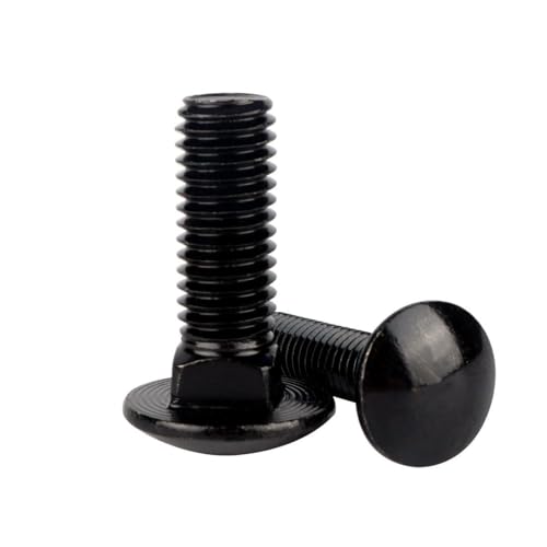 1/2-13 x 1-1/2" Carriage Bolts Screws Black Finish, Round Head Square Neck, 304 Stainless Steel 18-8, UNC Full Machine Coarse Thread, 5Pcs - size: 1/2-13 x 1-1/2" (5 Pcs)