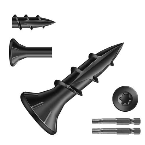 #8 x 5/8" Deck Screws (647Pcs) 2lb. Carbon Steel, Black, Flat Head, Rust Resistant epoxy Coated, with T25 Star Bit - color: Black, size: #8 x 5/8"