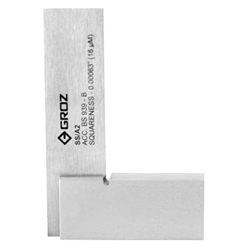 Groz 2 Inch Precision Steel Machinist Square, 16 Micron Squareness, Hardened Ground Blade for Woodworking, Carpentry, and Machine Setup, ISO 9001 (01000) - size: 2 Inch Single