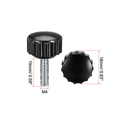 uxcell M4 x 15mm Metric Male Thread Knurled Clamping Knobs Black 4 Pcs - size: M4 x 15