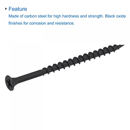uxcell #8 x 2 3/4-Inch Wood Screws Phillips Flat Head Carbon Steel Self Tapping Screws Black 50pcs - size: #8 x 2 3/4-Inch
