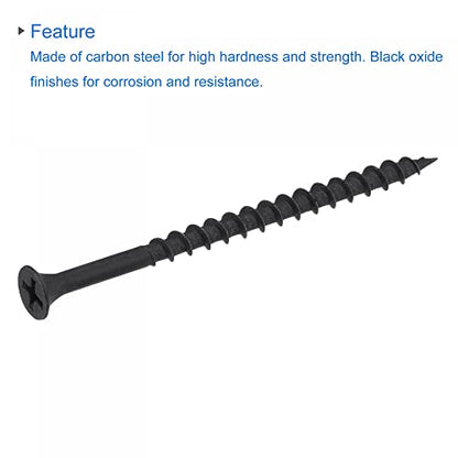 uxcell #8 x 2 3/4-Inch Wood Screws Phillips Flat Head Carbon Steel Self Tapping Screws Black 50pcs - size: #8 x 2 3/4-Inch