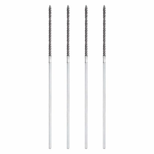 HARFINGTON 4pcs Wire Bore Brush 6 x 1/8" 1/8 Inch Shank Stainless Steel Bristles Cleaning Brush for Clean Car Part Tube Kitchen Garage - size: 6 inches