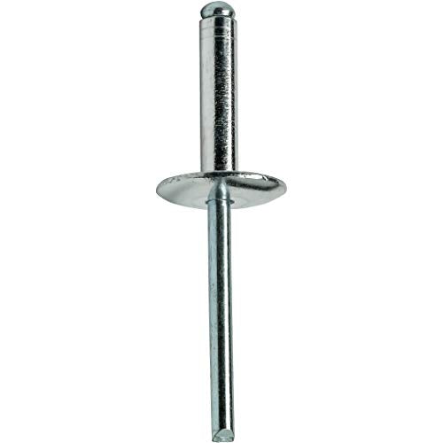 Fastenere Large Flange Pop Rivets - 5/32" x 5/8" (100 Pack) Aluminum Body Steel Mandrel, Heavy Duty Dome Head Blind Rivets, Open End 5-10 Gap .501" - .625" - Corrosion Resistant, High Shear Strength - size: 5/32" x 5/8" (5-10) (100 Pack)