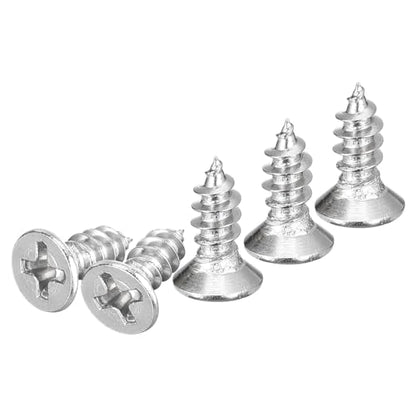 DTGN 100Pcs M4x10mm Flat Head Wood Screws, 304 Stainless Steel Phillips Self Tapping Screws - Good for Woodworking, Furniture - Silver - size: M4x10mm