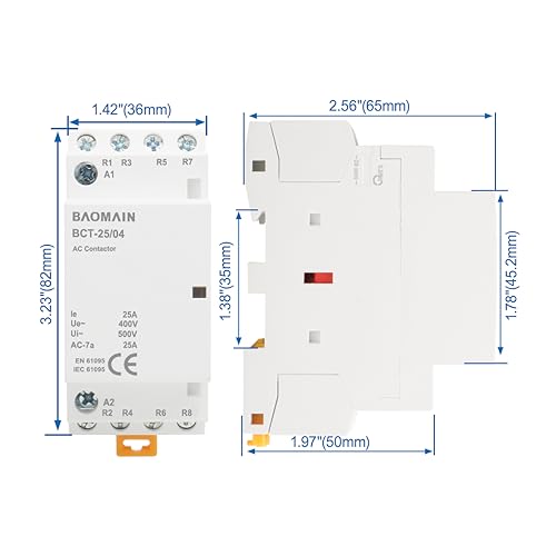 BAOMAIN 110V AC 4-Pole 25A Modular Contactor, 4NC, DIN Rail Mount