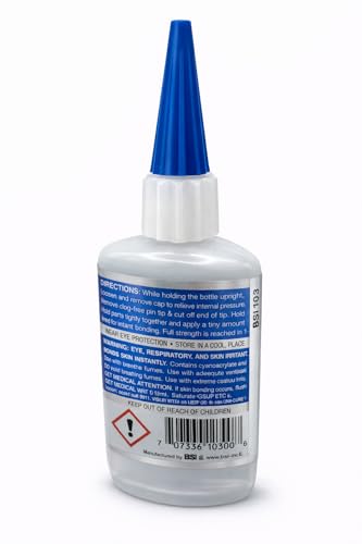 Bob Smith Industries Insta-Cure Super Thin CA Glue 2oz – 1–3 Second Set Time – Wicks Into Tight Gaps – Cyanoacrylate Adhesive for RC, Wood & Plastic Models. BSI-103 (Blue Label)