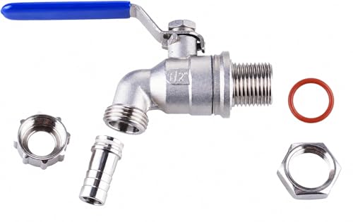 TIZZE 1/2 inch Stainless Steel Ball Valve Weldless Bulkhead for Building Home Brew Kettle/Mash Tun